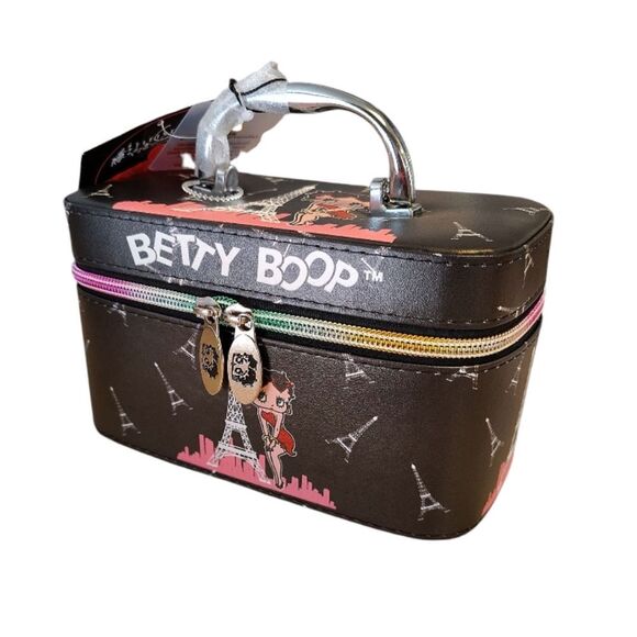 Betty Boop In Paris Black Pink Printed Hardcase Make Up Carrying Case NWT - Picture 7 of 12